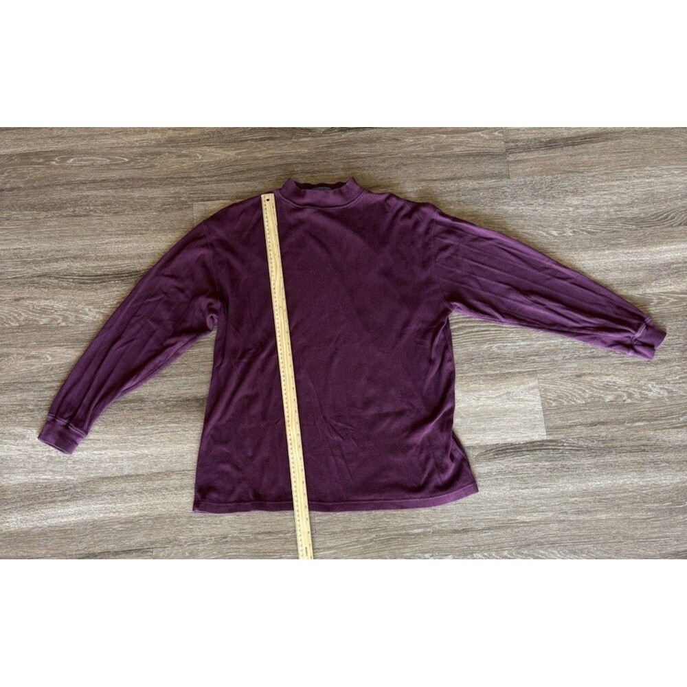 Van Heusen Shirt Mens L Maroon Long Sleeve Pullover Ribbed Knit Mock Neck Cotton